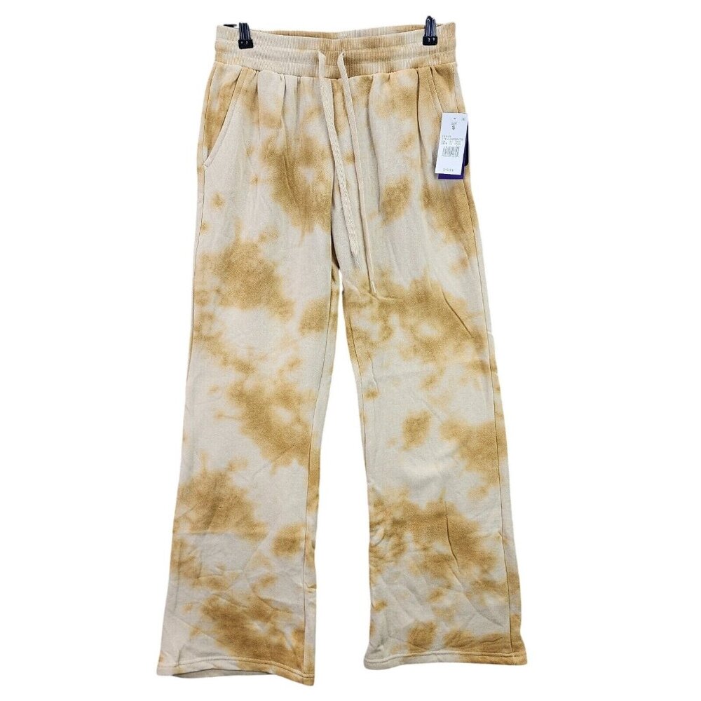 Womens IML Tan Tie Dye Fleece Sweatpants Drawstring Cotton Polyester Size S